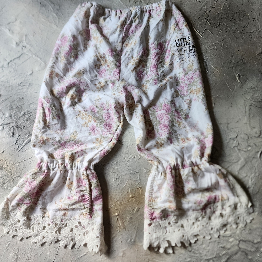 Victorian Shabby Bloomers Ruffle Pants Rose Print Like Boho Print Rose - Picture 10 of 17